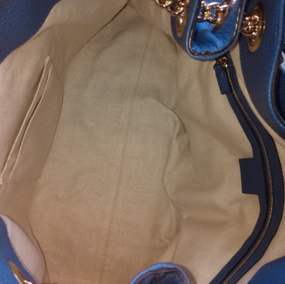 NEW, Gucci Soho Limited Ed. Caspian Blue Double Chain Shoulder Bag - Picture 13 of 16